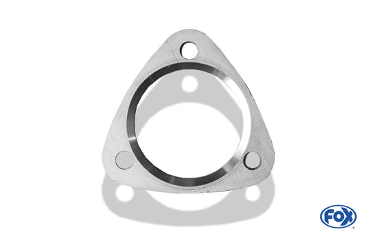 FOX 3-Loch-Flansch Innenloch: Ø72mm und Fase 4x45° mit Loch Ø12mm - Dicke: 8mm  - Material 1.4301