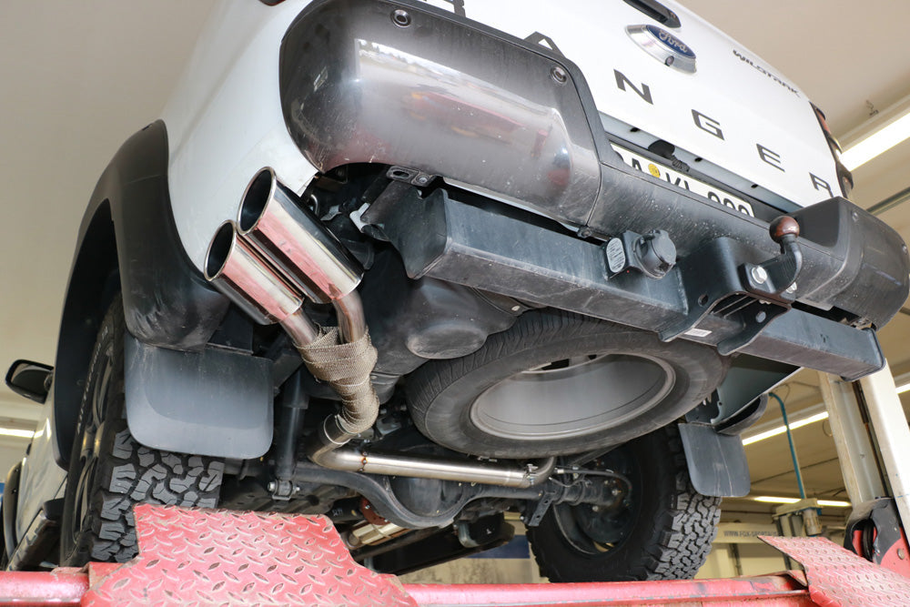 Ford Ranger ab 09/2015 4x4 - Doppelkabine + Wildtrak Endschalldämpfer Sidepipe, Ausgang an der linken Fahrzeugseite hinter dem Hinterrad  - 2x115x85 Typ 38