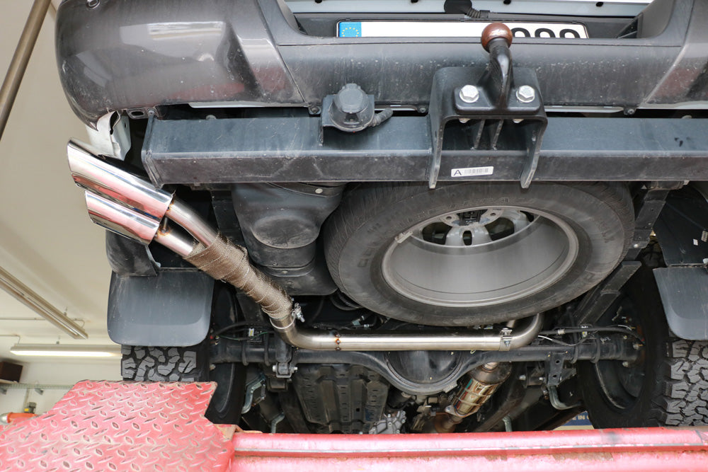 Ford Ranger ab 09/2015 4x4 - Doppelkabine + Wildtrak Endschalldämpfer Sidepipe, Ausgang an der linken Fahrzeugseite hinter dem Hinterrad  - 2x115x85 Typ 38