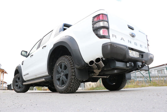 Ford Ranger ab 09/2015 4x4 - Doppelkabine + Wildtrak Endschalldämpfer Sidepipe, Ausgang an der linken Fahrzeugseite hinter dem Hinterrad  - 2x115x85 Typ 38