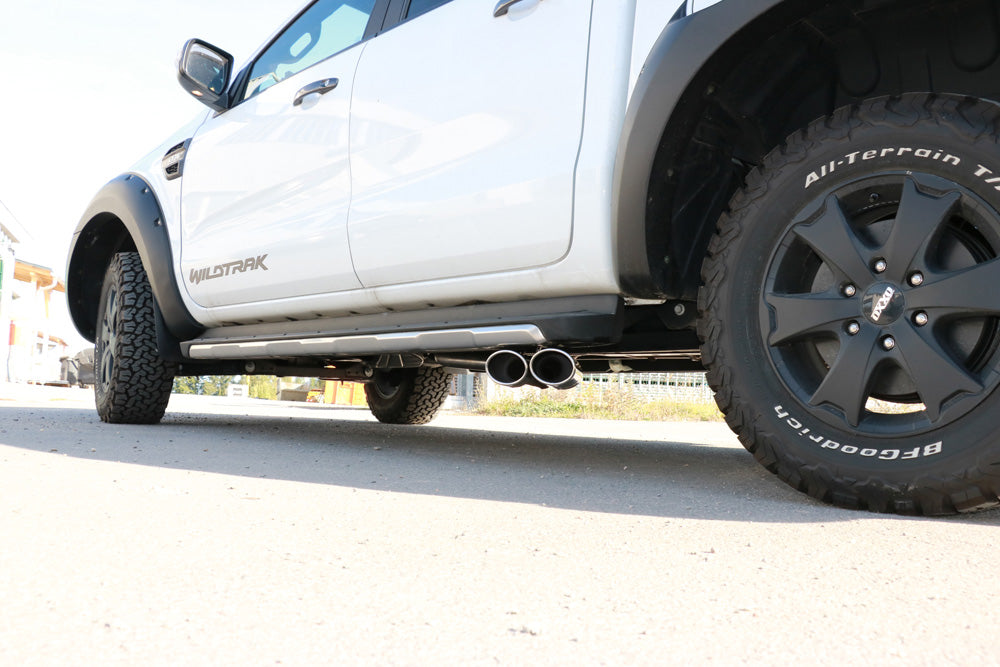 Ford Ranger ab 09/2015 4x4 - Wildtrak Endschalldämpfer Sidepipe, Ausgang rechts und links am Fahrzeug - 2x115x85 Typ 38 rechts/links