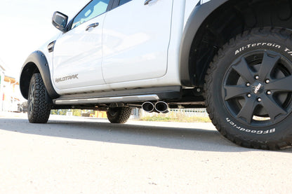 Ford Ranger ab 09/2015 4x4 - Wildtrak Endschalldämpfer Sidepipe, Ausgang rechts und links am Fahrzeug - 2x115x85 Typ 38 rechts/links