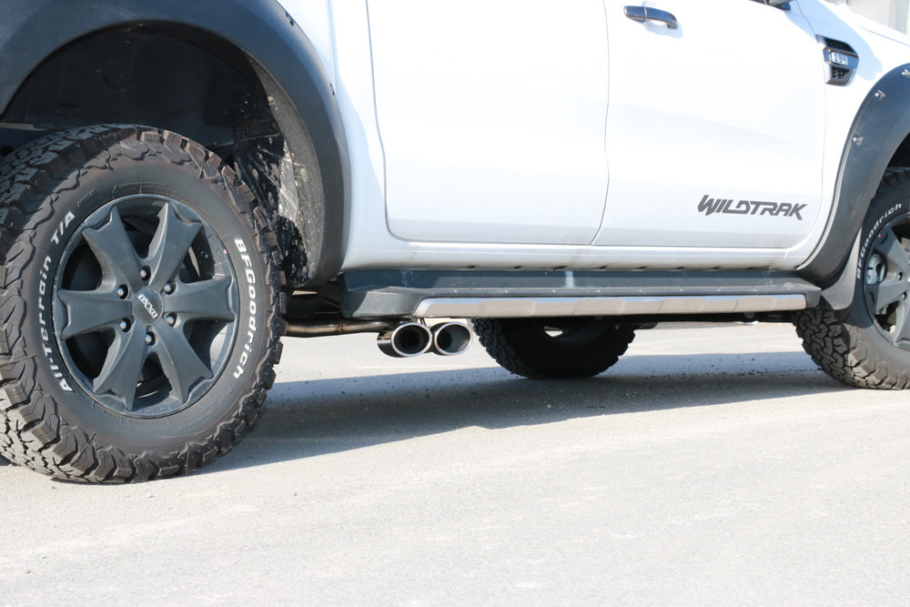 Ford Ranger ab 09/2015 4x4 - Wildtrak Endschalldämpfer Sidepipe, Ausgang rechts und links am Fahrzeug - 2x115x85 Typ 38 rechts/links