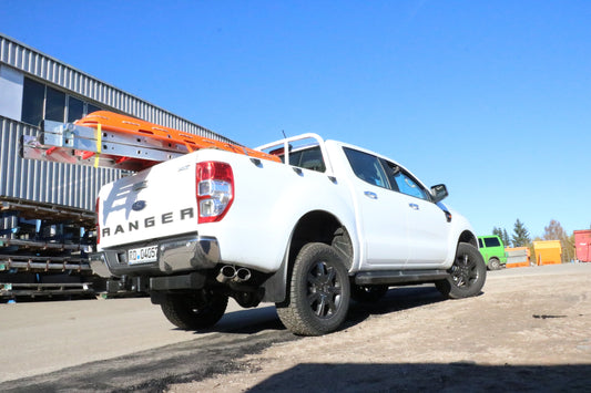 FOX Ford Ranger 4x4 - Doppelkabine + Wildtrak Endschalldämpfer Sidepipe, Ausgang an der rechten Fahrzeugseite hinter dem Hinterrad  - 2x115x85 Typ 38