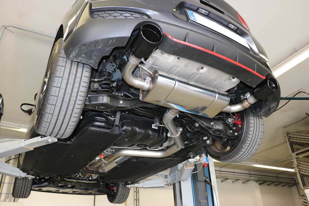 Hyundai i30N Performance - SCHWARZ Endschalldämpfer quer Ausgang rechts/links mit Abgasklappe - 129x106 Typ 32 rechts/links schwarz emailliert