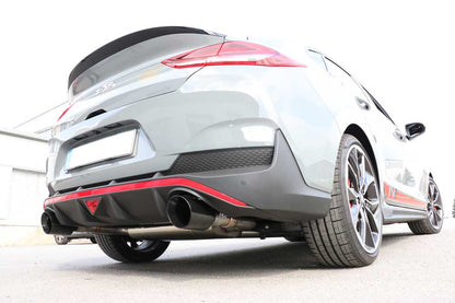FOX Hyundai i30N Performance Fastback - SCHWARZ Endschalldämpfer quer Ausgang rechts/links mit Abgasklappe - 1x114 Typ 25 rechts/links schwarz glänzend emailliert