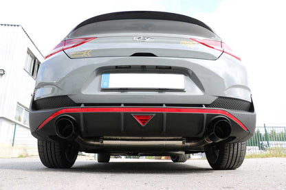 FOX Hyundai i30N Performance Fastback - SCHWARZ Endschalldämpfer quer Ausgang rechts/links mit Abgasklappe - 1x114 Typ 25 rechts/links schwarz glänzend emailliert