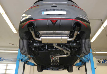 FOX Hyundai i30N Performance Fastback - SCHWARZ Endschalldämpfer quer Ausgang rechts/links mit Abgasklappe - 1x114 Typ 25 rechts/links schwarz glänzend emailliert