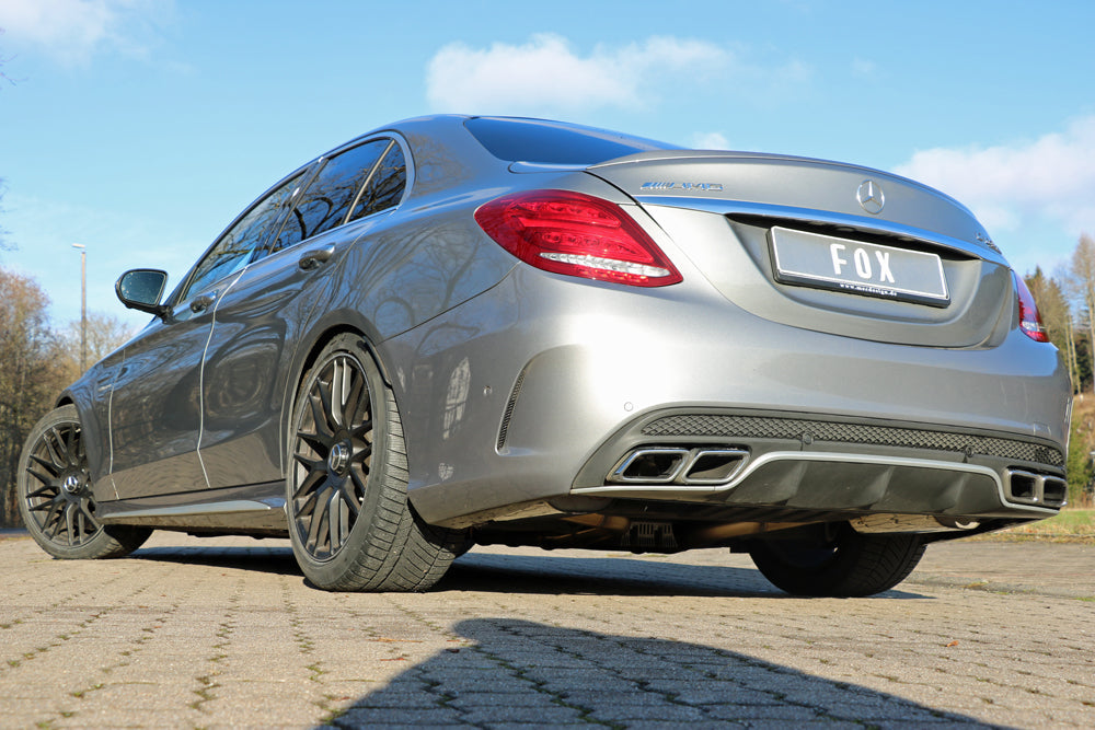 Mercedes C-Klasse 205 AMG C63 S Endschalldämpfer rechts/links inkl. Abgasklappen - Endrohre sitzen in der originalen Stoßstange