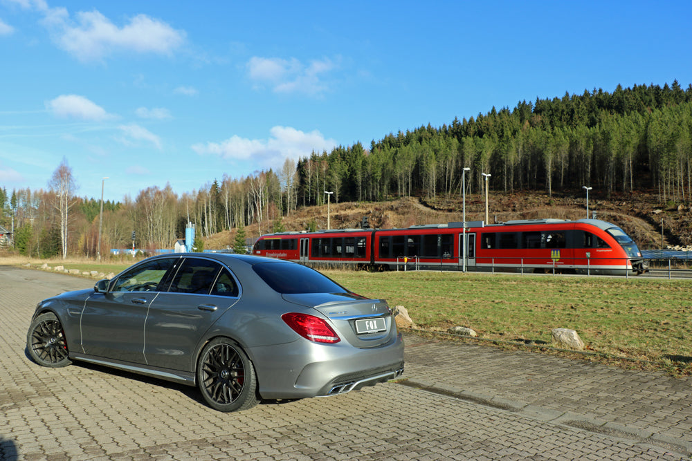 Mercedes C-Klasse 205 AMG C63 S Endschalldämpfer rechts/links inkl. Abgasklappen - Endrohre sitzen in der originalen Stoßstange