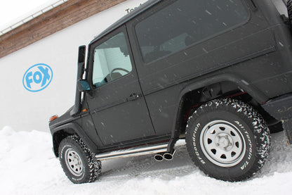 Mercedes G-Klasse - 463 (mit Trittbrett) Endschalldämpfer Ausgang seitlich - 2x115x85 Typ 38 (2x nach links abgeschrägt)