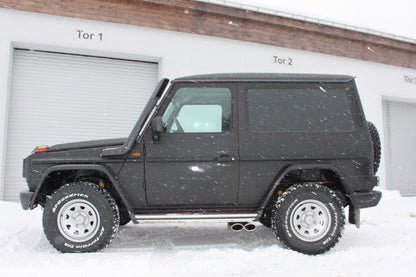 Mercedes G-Klasse - 463 (mit Trittbrett) Endschalldämpfer Ausgang seitlich - 2x115x85 Typ 38 (2x nach links abgeschrägt)