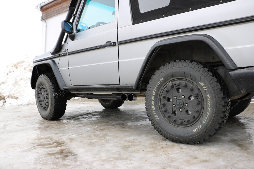Mercedes G-Klasse Cabrio - 463 (ohne Trittbrett) Endschalldämpfer Ausgang seitlich  - 2x80 Typ 14
