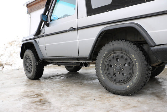 Mercedes G-Klasse Cabrio - 463 (ohne Trittbrett) Endschalldämpfer Ausgang seitlich  - 2x80 Typ 14