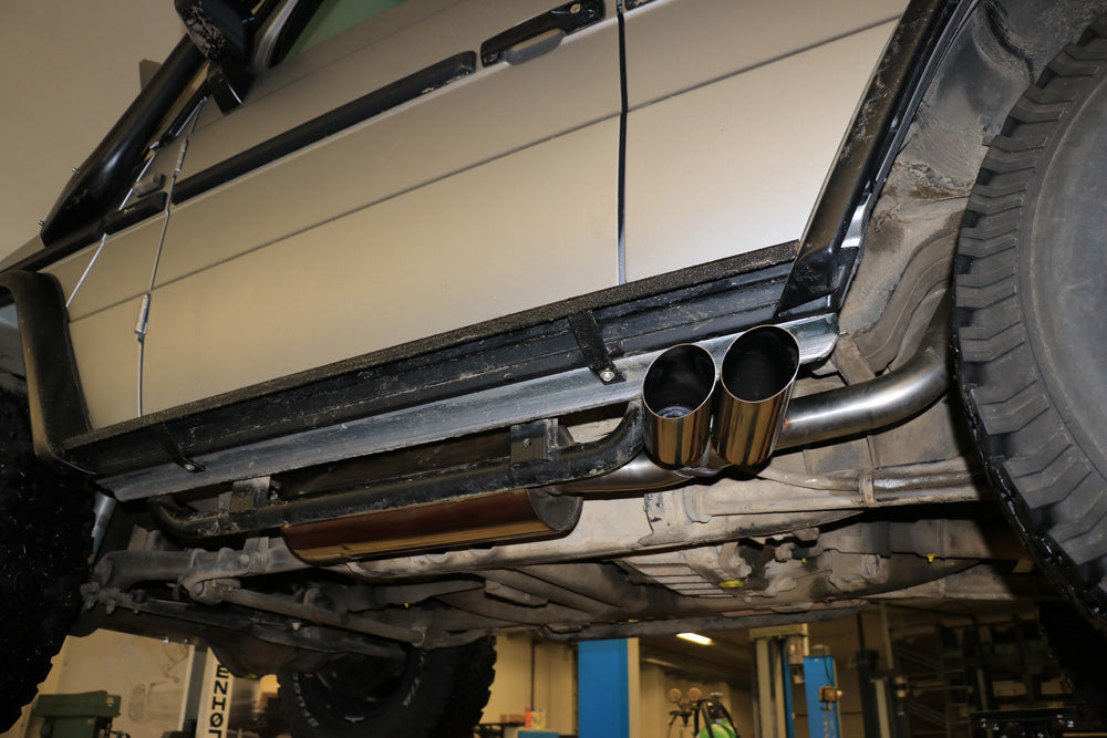 Mercedes G-Klasse Cabrio - 463 (ohne Trittbrett) Endschalldämpfer Ausgang seitlich  - 2x80 Typ 14