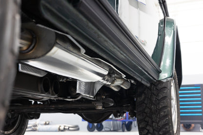 FOX Mercedes G-Klasse 463 - 300 GD Komplettanlage bestehend aus Krümmerrohr, Vorschalldämpfer und Endschalldämpfer inklusive Montagematerial - Endrohre 2x63mm Typ 14 - Für Modelle mit kurzen Radstand und ohne Trittbrett.
