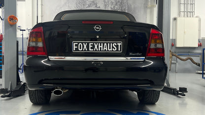 FOX Opel Astra G Coupe Turbo Endschalldämpfer einflutig Ø70mm mit Vorschalldämpfer - 115x85 Typ 32