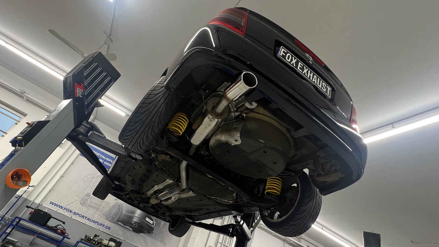 FOX Opel Astra G Coupe Turbo Endschalldämpfer einflutig Ø70mm mit Vorschalldämpfer - 115x85 Typ 32