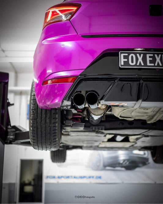 FOX Seat Ibiza V - KJ Endschalldämpfer ohne Abgasklappe Ausgang rechts/links - 2x76 Typ 25 rechts/links mit schwarzen Endrohren