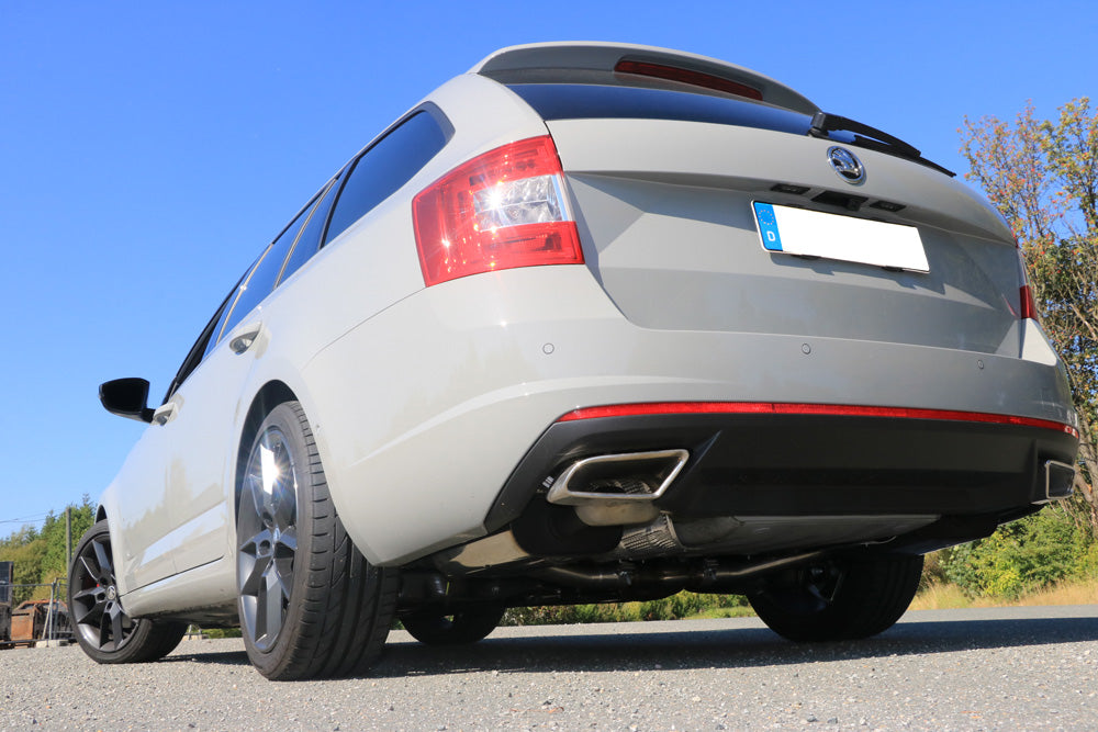 Skoda Octavia 5E RS - TDI - 4x4 mit Diesel-Endrohrblenden Halbanlage rechts/links ab Kat - Austritt der Endrohre in den originalen Diesel-Endrohrblenden