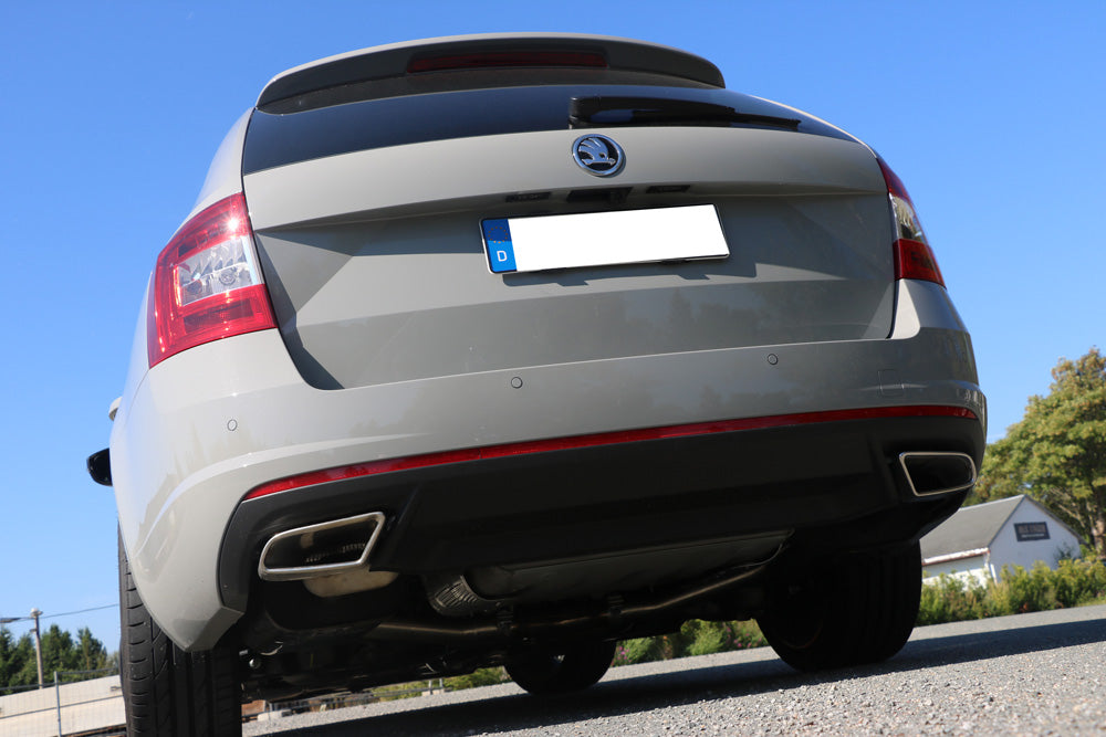 Skoda Octavia 5E RS - TDI - 4x4 mit Diesel-Endrohrblenden Halbanlage rechts/links ab Kat - Austritt der Endrohre in den originalen Diesel-Endrohrblenden