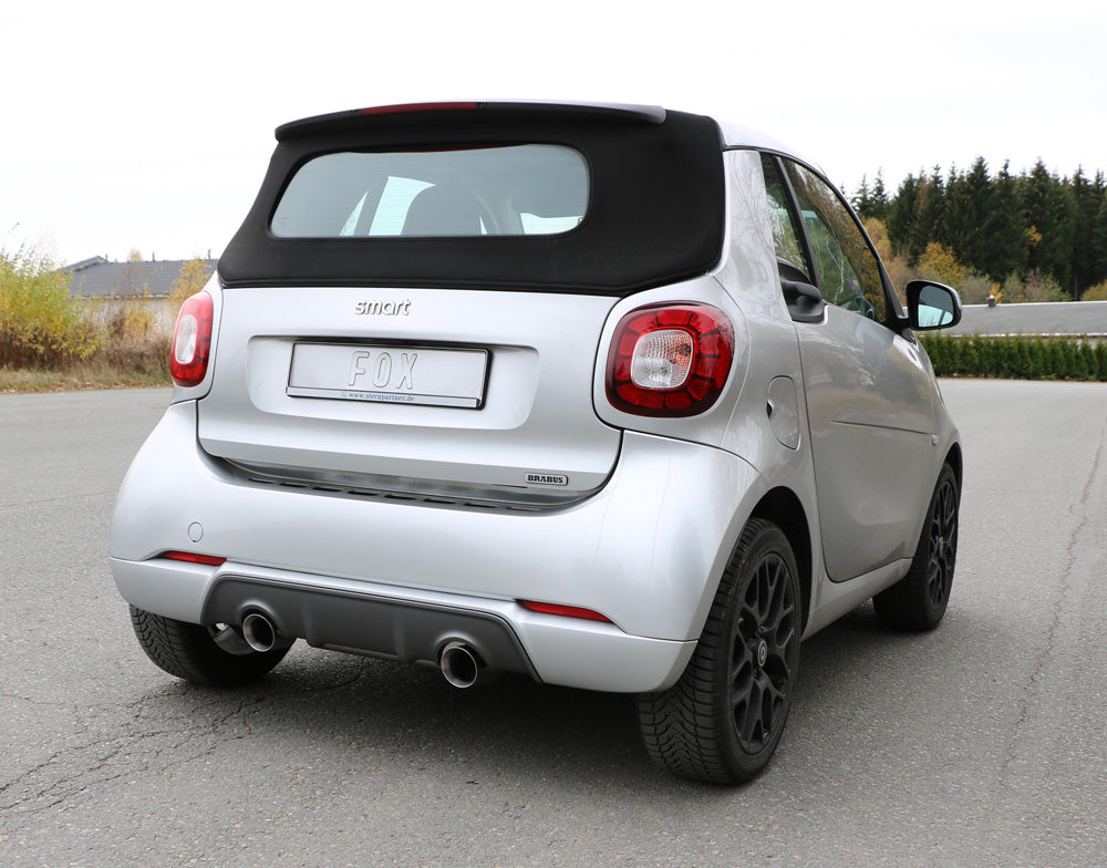 FOX Smart Fortwo 453 Brabus Coupe & Cabrio Endschalldämpfer quer Ausgang rechts/links inkl. Flexstück - 1x100 Typ 25 rechts/links