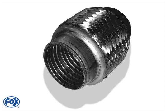 FOX Flexibles Rohr Interlock - Ø63mm innen - Länge: 100mm Innenleben besteht aus Edelstahlwellrohr - Außenhülle ist Edelstahlgeflecht