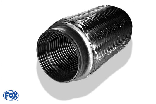 FOX Flexibles Rohr Interlock - Ø80mm innen - Länge: 200mm Innenleben besteht aus Edelstahlwellrohr - Außenhülle ist Edelstahlgeflecht
