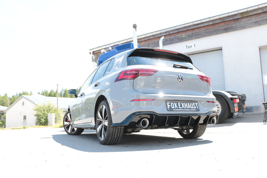 FOX VW Golf VIII GTE mit Einsatz schwarz Endschalldämpfer rechts/links - 1x100 Typ 25 rechts/links inkl. Heckeinsatz schwarz lackiert