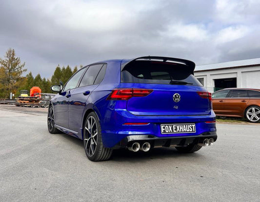 FOX VW Golf 8 R Halbanlage ab OPF - 2x100 Typ 25 rechts/links mit perforierten Innenleben - mit 2 elektronischen Klappen