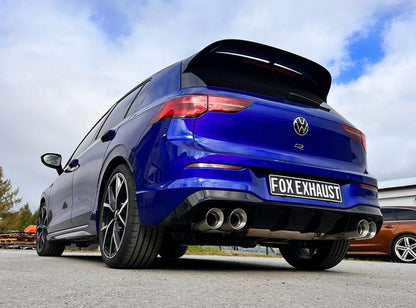 FOX VW Golf 8 R Halbanlage ab OPF - 2x100 Typ 25 rechts/links mit perforierten Innenleben - mit 2 elektronischen Klappen